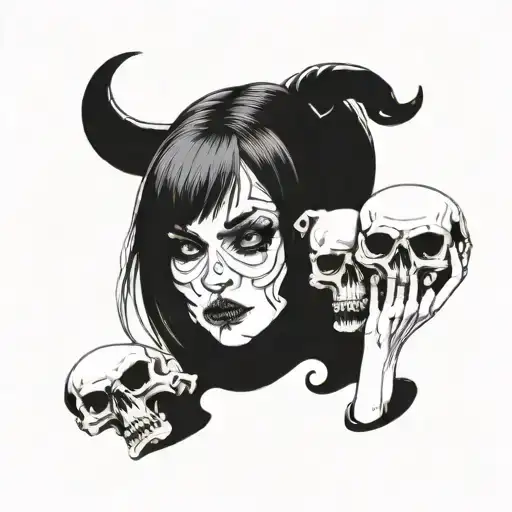 Goth Girl Holding Skull