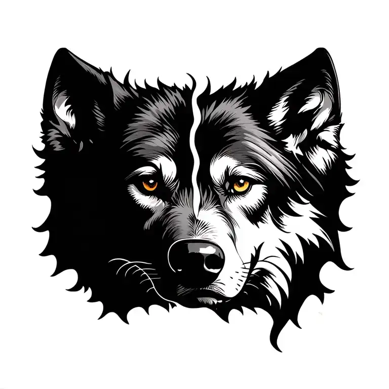 Split Wolf Face