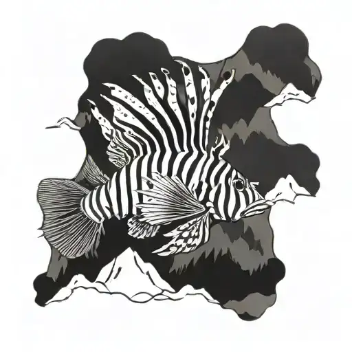 A Lionfish Swimming Through A Mountain Landscape