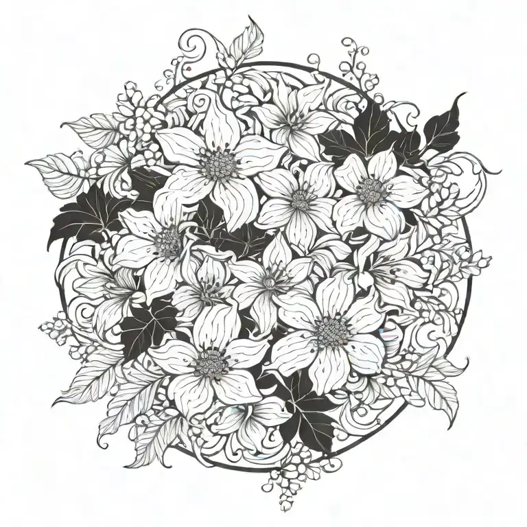 Vertical Vine Of Flowers And Pedals