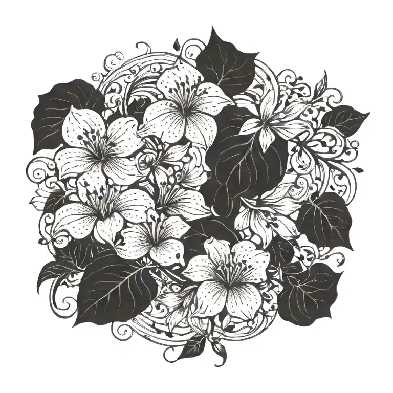 Stem Vine Of Flowers And Pedals