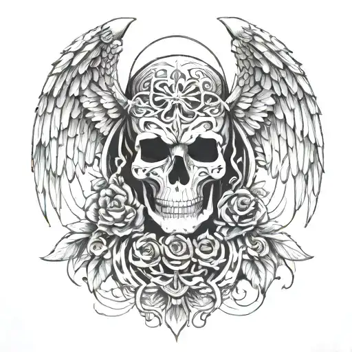 A Gatekeeper Angel Of Death Protecting A Family Symbolizing Strength And Love