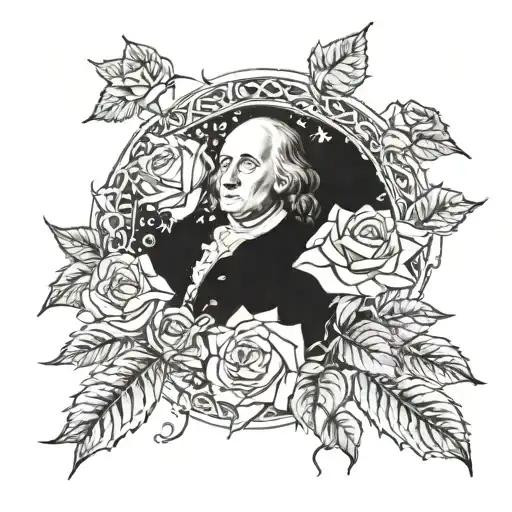 Benjamin Franklin Money Inside Of Rose &Thorn Covered Vine Sparkles & Stars Surrounding Entirely