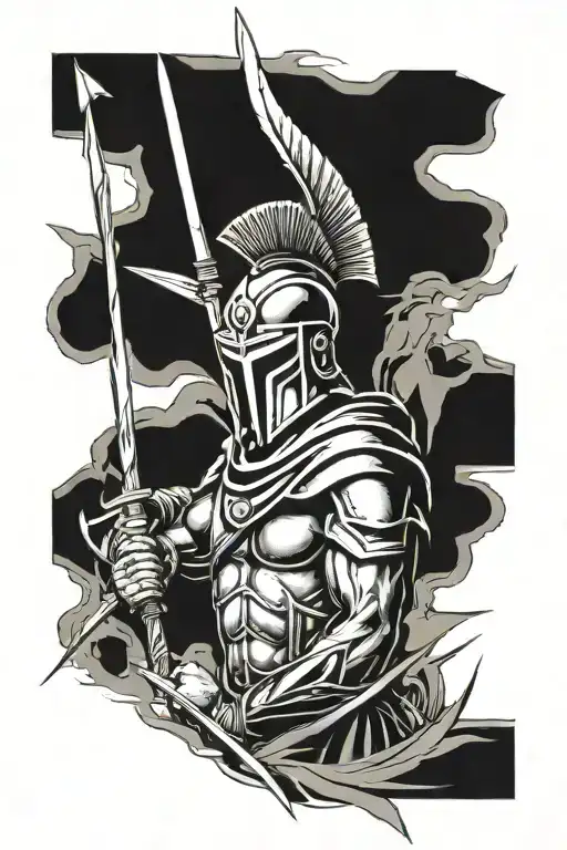 Spartan Warrior Weilding Spear