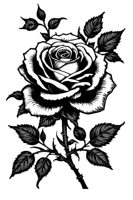 Rose With Vines And Barb Wire