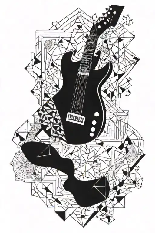 Guitar Surrounded By Geometric Shapes