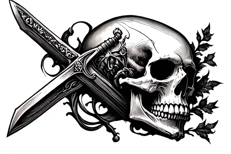 Skull With Sword Through It
