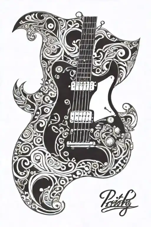 Guitar Surrounded By Thick Pattern