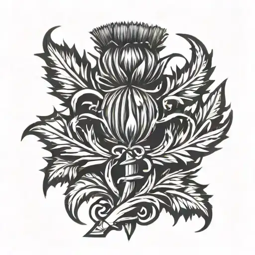 Scottish Thistle With Cross Intertwined