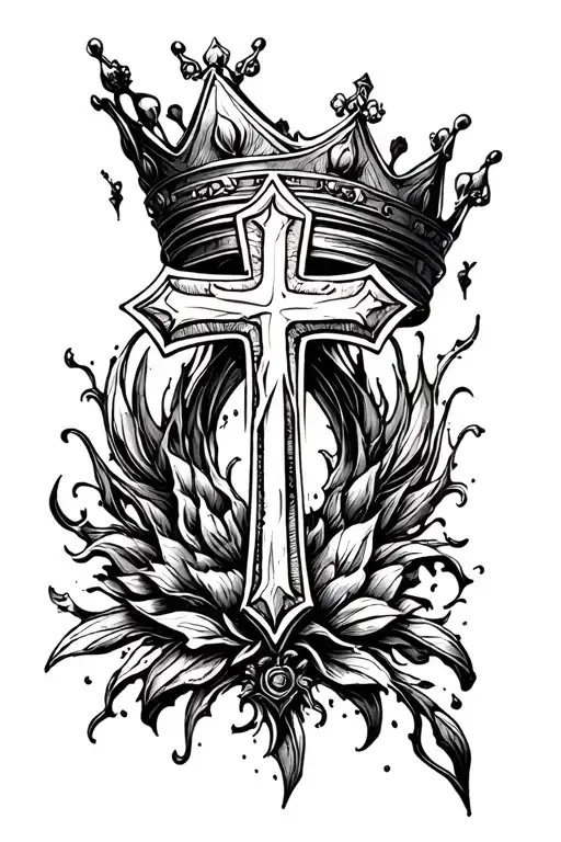 Cross With A Crown Surrounding It At An Angle