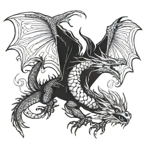 Eagal And Fire Breathing Dragon