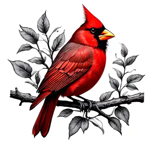 Red Cardinal Memorial Tattoo Design