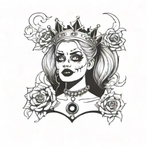 Harley Quinn With A Crown Crying Smoking A Cigarette