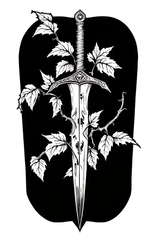 Thorny And Leafy Vine With Dagger