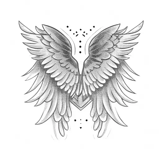 A Majestic Angel Wings With A Vintage Airplane Flying Through Them