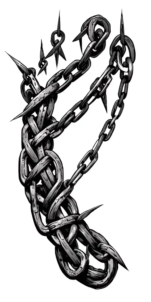 Rusty Barbed Chains Wrapped