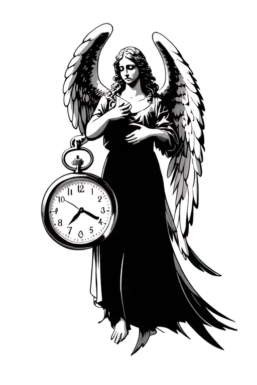 Stop Watch With Angel Holding