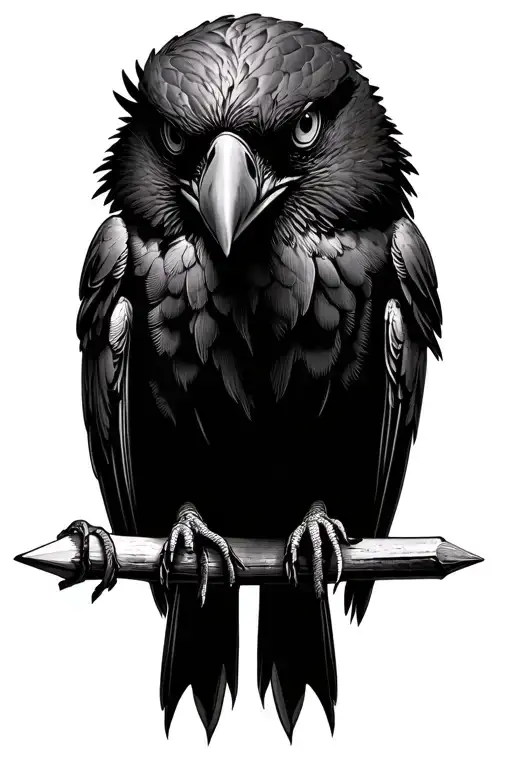 Crow With A Pencil Or Pen