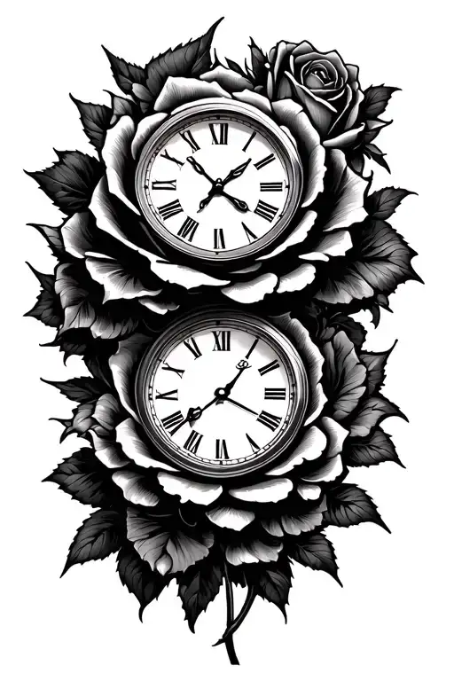 Rose Petals And Clocks