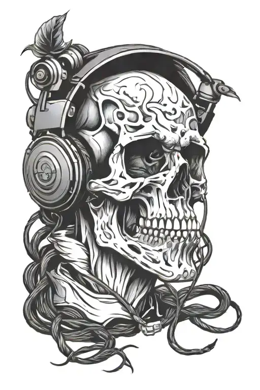 Goon Skull Wearing Headphones