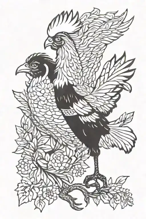 Tottenham Cockerel Intertwined With Hawthorn Hawk Soaring