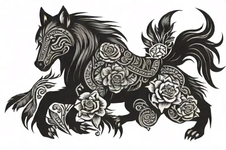 Wolf Eagle Horse Native Woman Rebel Rose Tribal