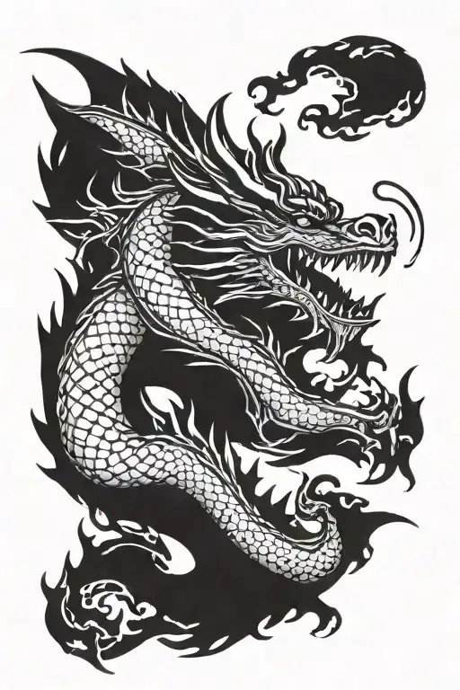European Style Black And White Rising Dragon