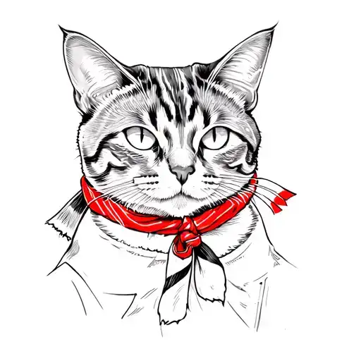 A Black Cat With A Red Scarf