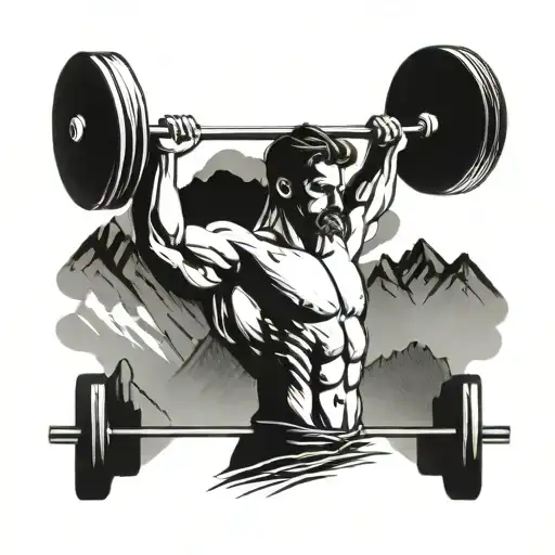 A Silhouette Of A Weightlifter Lifting A Barbell With Mountains In The Background