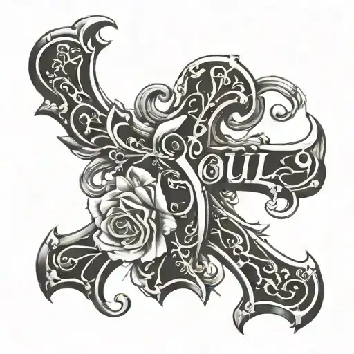 Cross With Beautiful Soul Written Vertically