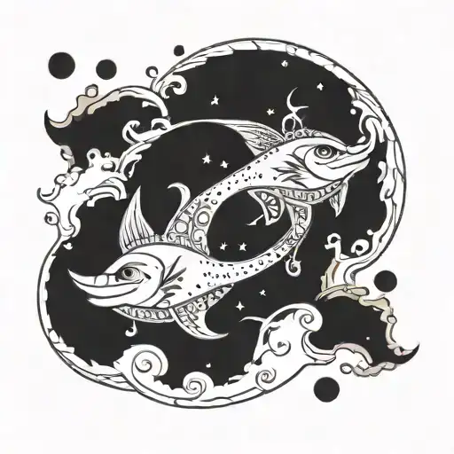 Moon With Pisces Symbol Incorporated