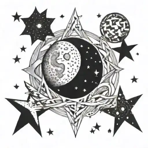 Moon Surrounded By Stars