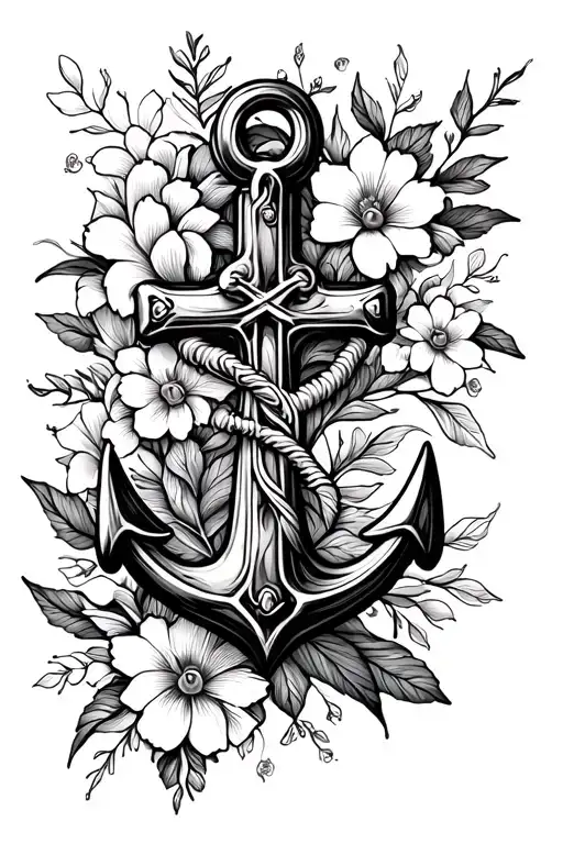 Cross And Anchor With Flowers Intertwined
