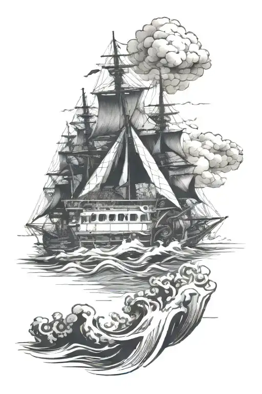 Nautical Battle Ship 1700'S Cannon Fight Scene