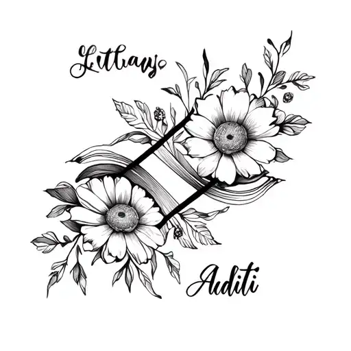 Infinity Symbol With A Flower Blooming And Aditi Name Written In The Middle