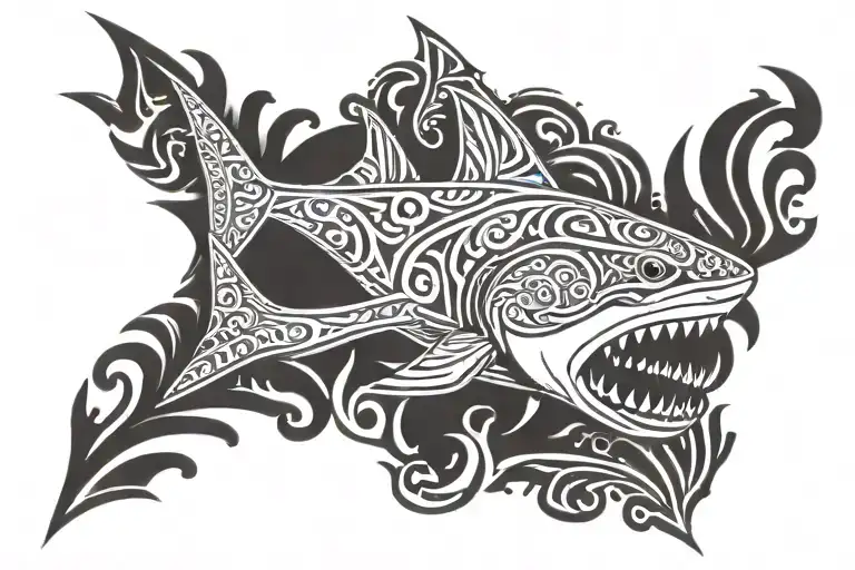 Fijian Shark With Intricate Tribal