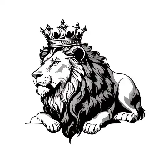 Male Lion Wearing A Crown