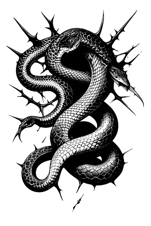 Snake Slithering Sharp Thorns Blood