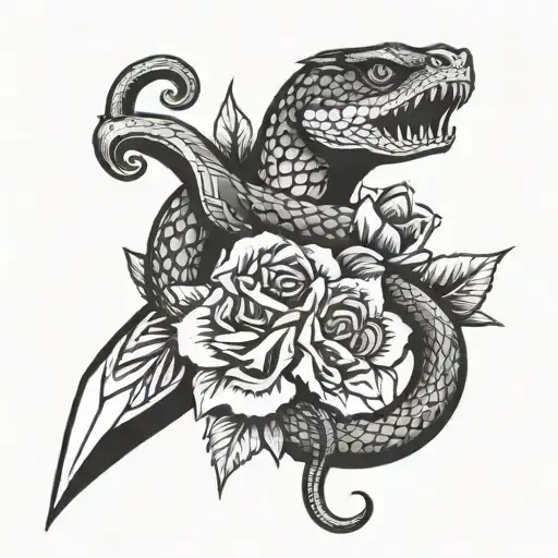 Snake Coiled Dagger With Flowers