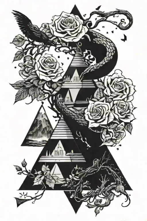 Snake Roses Pyramid Trees Roses Crows Moons Stars Waterfalls