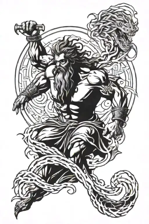 Zeus With Thunder And Dragon Wrapped Loosely