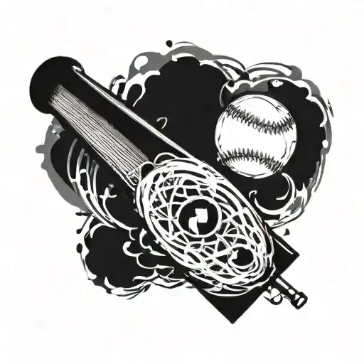 A Tattoo Design Combining Musical Notes And A Baseball Bat