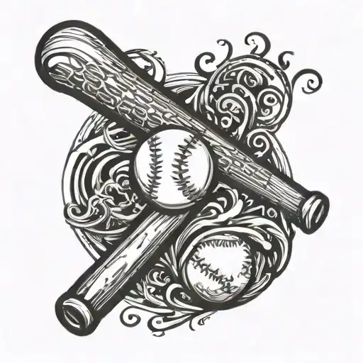 A Tattoo Design Combining Musical Notes And A Baseball Bat