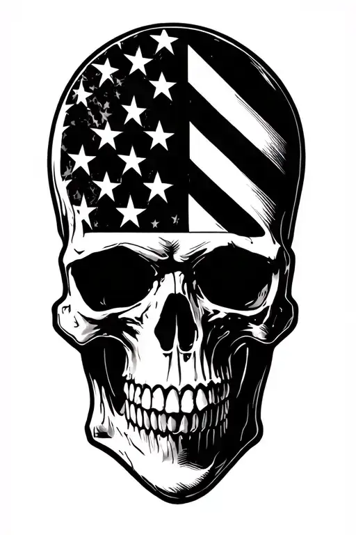 Skull American Flag Outlaw Gunslinger