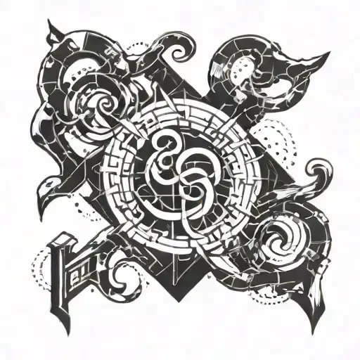 Abstract Representation Of Love And Music Merging Into A Fiery Aries Symbol On A Brick Wall