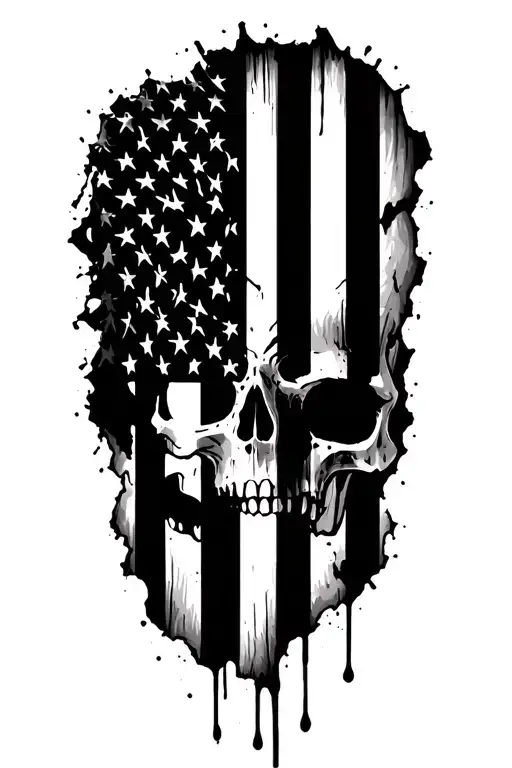 Tattered American Flag With Skull