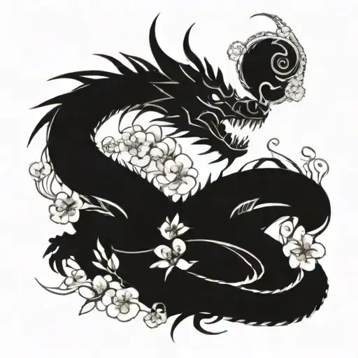 Dragon With Sakura Blossom