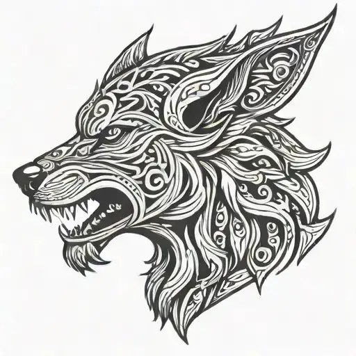 Fenrir Viking Norse Wolf Head Side Profile