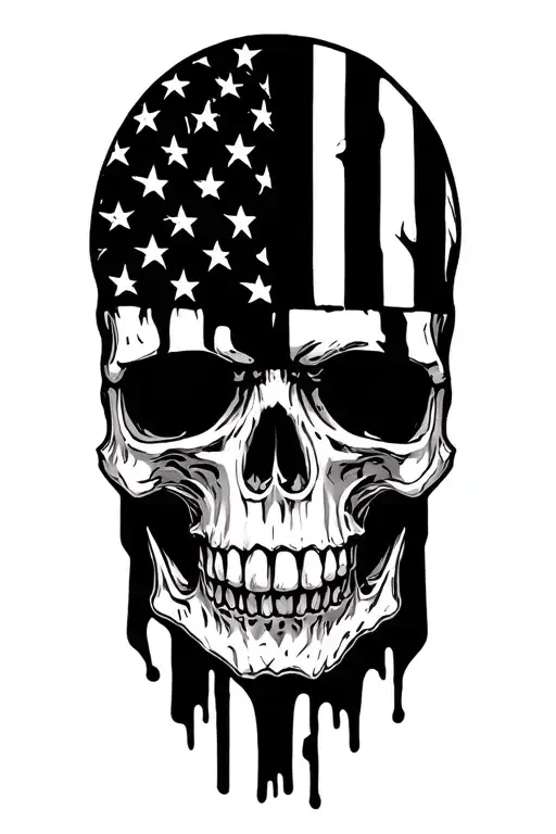 Half Sleeve Left Upper Arm American Flag With Skull