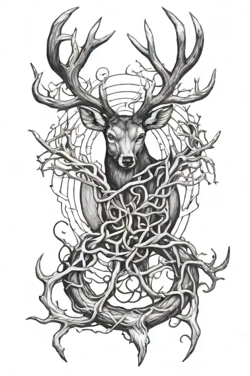 Two Deer Antlers Intertwined
